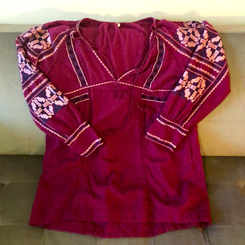 ❤️ Burgundy Tunic with neck ties